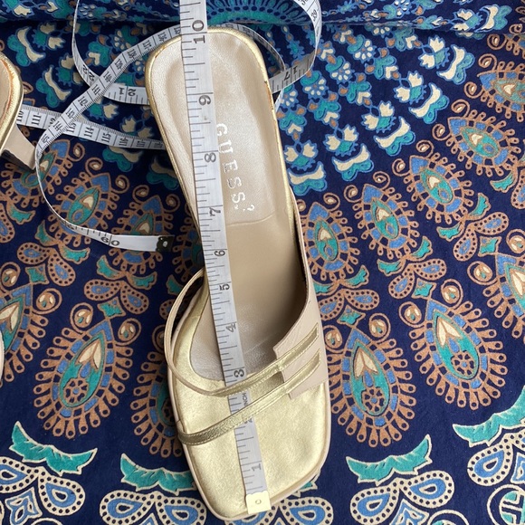 Guess Square Toe Gold Strappy Heel Sandal - Picture 11 of 11